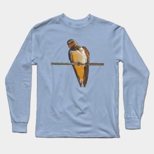 Swallow Bird On A Wire Cut Out Long Sleeve T-Shirt